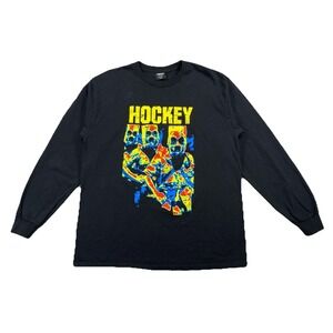 Hockey Skateboards Bag Heads T-Shirt Long Sleeve Black Men's Large